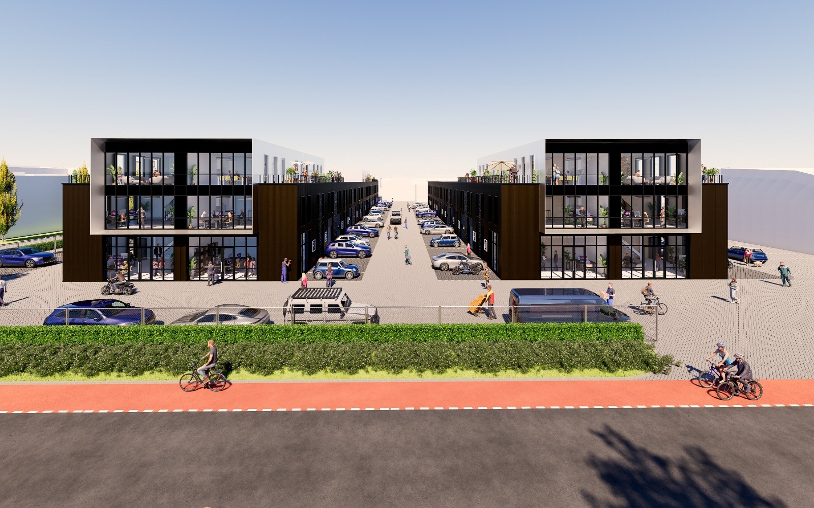Voorzijde van een modern bedrijfspand in Ermelo